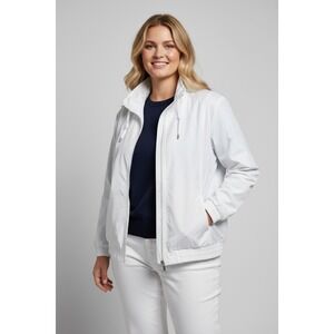 Alia Petite White Full Zip Mesh Panel‎ Windbreaker Jacket Size 18P Activewear